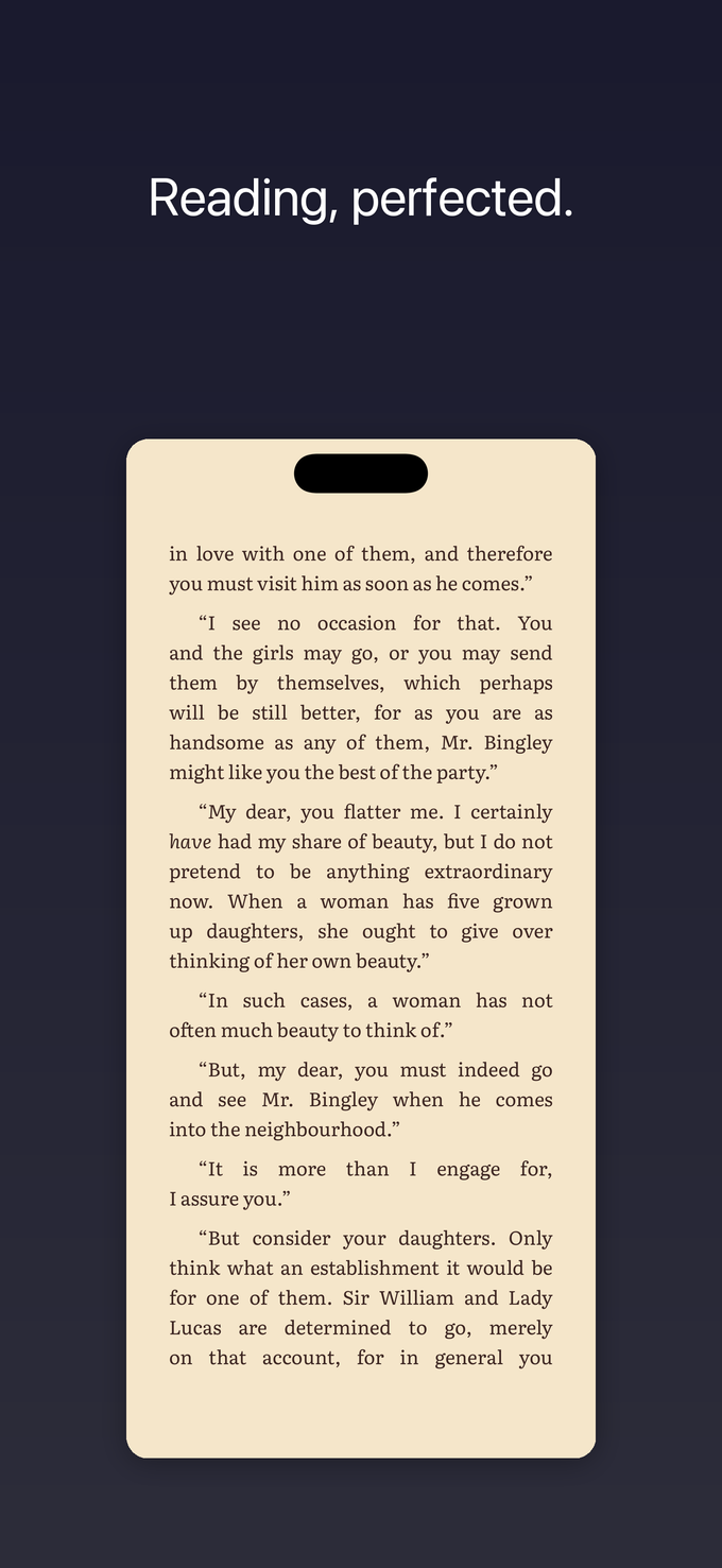 ScrollWizard reading view: a book page with clean typography