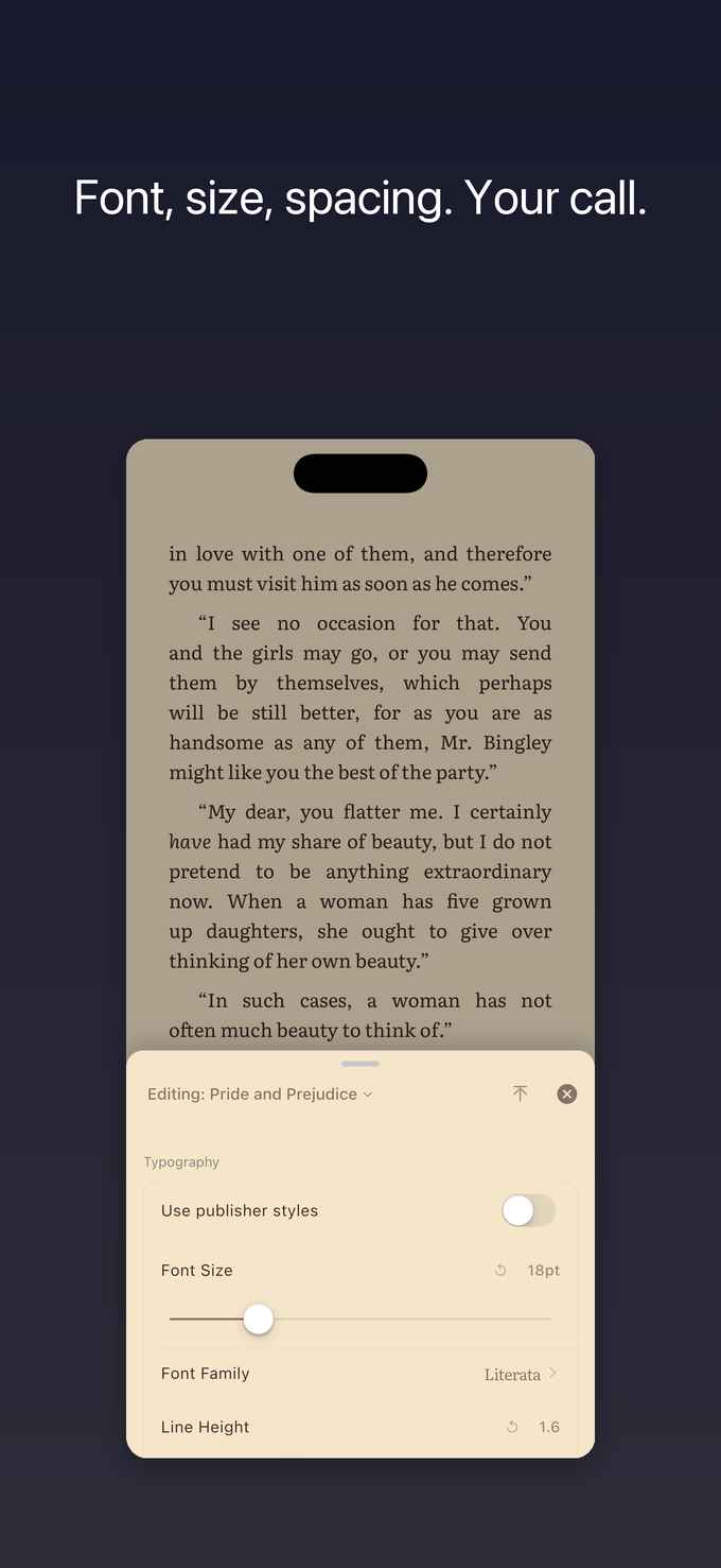 ScrollWizard typography panel: font, size and spacing controls